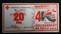 Hrvaška bon kupon 20 kuna Rdeči križ 2012