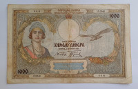 KRALJEVINA JUGOSLAVIJA 1000 DINARA 1931