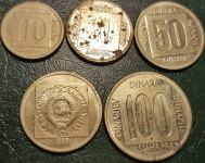 DINAR 1988,LOT 4 KOVANCEV, 10,20,50,100 DINARJEV