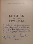 Letopis za leta 1972-1976 (podpis Marko Kravos)