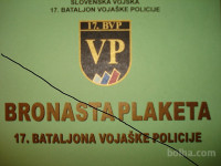 PLAKETA VOJAŠKE POLICIJE SLOVENSKE VOJSKE - SV