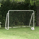 vidaXL Nogometni gol z mrežo bel 180x90x120 cm jeklo