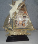 Vintage dekor, plastična ladjica s sliko Marije in Jezusa, 16 cm