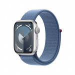 Apple Watch S9 GPS 45mm Silver, Blue Sport Loop M/L, NOVO, OBROKI **