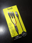 Budi 3-v-1 kabel USB na Lightning / USB-C / Micro USB Budi 2,4 A, 1 m,