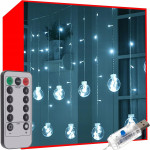 Novoletne lučke zavesa 108 LED hladno bela 8 funkcij USB kroglice