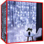 Novoletne lučke zavesa 300 LED hladno bela 3m – 8 funkcij