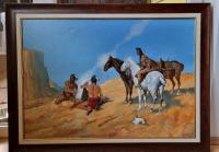 Slika zamišljen indijanec in slika indijanci na konjih