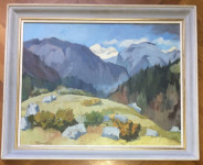 Joža Trpin - Olje na lesonit - Gorska pokrajina - 76x63cm