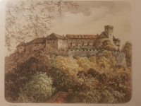 Ludvik Schara akvarel 32 x 28 cm v okvirju