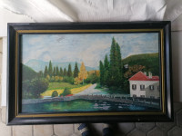 Slika ORIGINAL 1984 olje na lesu z masivnim okvirjem 73 x 45 cm