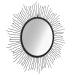 Stensko ogledalo sonce črne barve 60cm