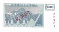 SLOVENIJA, bon 1000 1991 UNC - vzorec