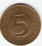 KOVANEC 5 tolar 1992,93,96,97,98,99,2000 Slovenija