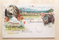 Litografija Postojne - Gruss aus Adelsberg 1900