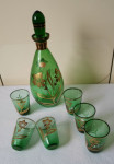 Komplet Bohemia Glass 1 bokal in 6 kozarcev iz zelenega stekla prodam