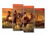 4 PANELNA SLIKA " WILD HORSES " ( platno,brez okvirja )-1,5m