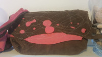 Usnjena rjavo/roza torbica, unikat - nerabljena
