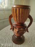 Retro lesena vaza z ročajema, viš. 30 cm