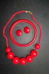 Rdeč komplet nakita - ogrlica, zapestnica uhani