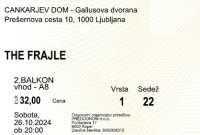 THE FRAJLE, sobota, 26. okt. 2024, 20:00, CANKARJEV DOM 2 vstopnici