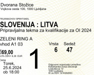 Vstopnice karte KOSARKA slovenija : litva