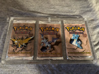 3 vintage pokemon fossil packi - odprti