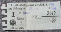 Loto listek (srečka) iz leta 1885 - Lottoschein