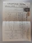 Račun Trgovina Leopold Šega Velike Lašče 1937 kolek taksena marka