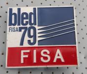 Uradna značka SP v veslanju Bled 1979 FISA Bertoni Milano 45x45mm