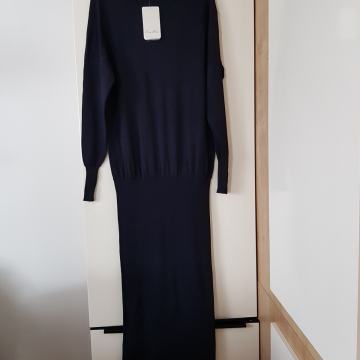 ZARA MAXI FINO PLETENA ČRNA OBLEKA Z ETIKETO S/M