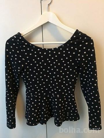 Peplum polka dot majica modra H&M