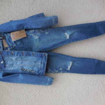 NOV JEANS KPL HLAČE IN JAKNA Z ETIKETO 34/40