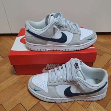 Nike dunk low mini swoosh white grey navy aqua