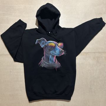 Pulover ITALIJANSKI HRT Disco Iggy Greyhound črna, hoodie XL - NOVO