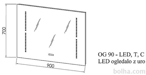 KOLPA-SAN OG 90 507800 ogledalo z LED svetilko in uro