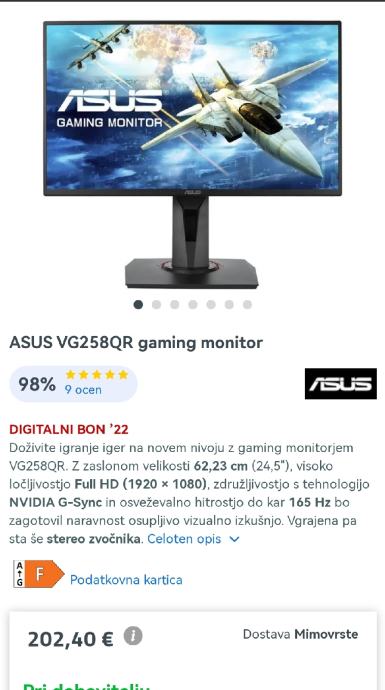 ASUS GAMING MONITOR VG258 0,5MS