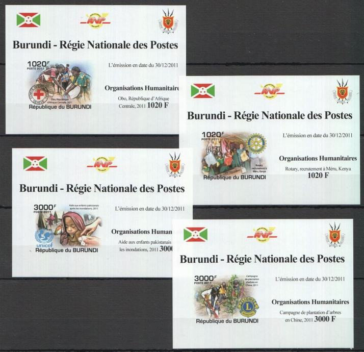 BURUNDI 2011 ROTARY RDEČI KRIŽ LIONS UNICEF ** 4x deluxe blok nezob 77