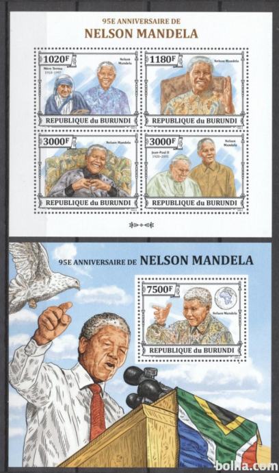 BURUNDI 2013 NELSON MANDELA OSEBNOSTI ** Mi 3273/3276 ** mala pola+BLK