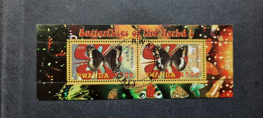 metulji (I) - Ruanda 2010 - blok 2 znamk, žigosan (Rafl01)