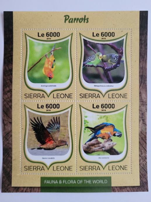 SIERRA LEONE 2016 PAPIGE PTICE ŽIVALI FAVNA ** Mi 7553/7556 ** MP (24)