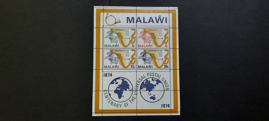 stoletnica UPU - Malawi 1974 - Mi B 36 - blok, čist (Rafl01)