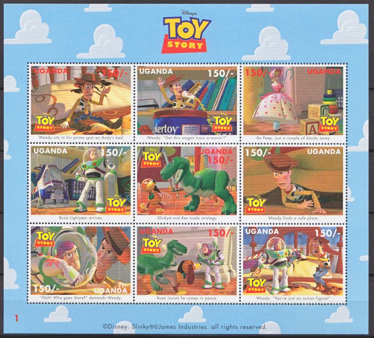 UGANDA 1997 DISNEY RISANKE TOY STORY ** Mi 1828/1851 ** 3x mala pola