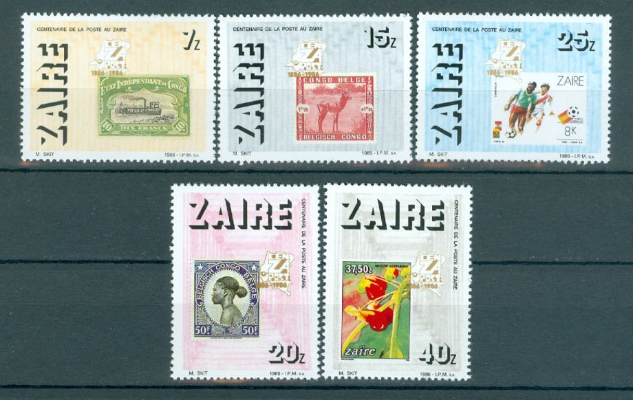 Zaire 1986 znamka na znamki serija MNH**