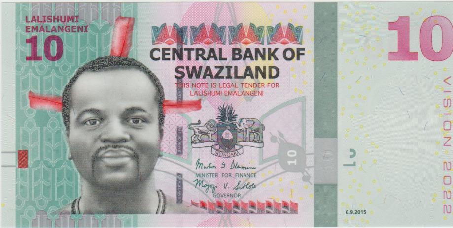 BANKOVEC 10 EMALANGENI P41  MSWATI III. (SVAZI SWAZILAND ) 2015.UNC