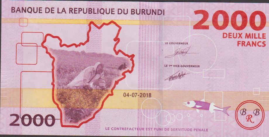 BANKOVEC 2000 FRANCS P52a (BURUNDI) 2018.UNC