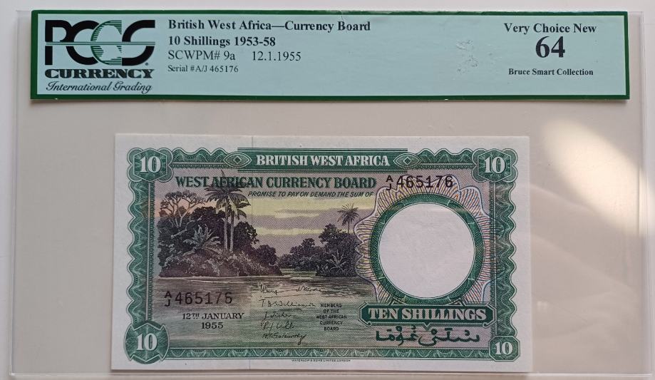 BRITTISH WEST AFRICA 10 SHILLINGS 1955 UNC