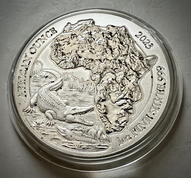 1 oz SREBRNIK Rwanda 2023 African Ounce KROKODIL (otaku)