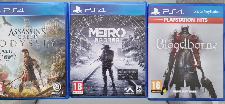 Ps4 igre Bloodborne, Assasins creed Odyssey in Metro exodus