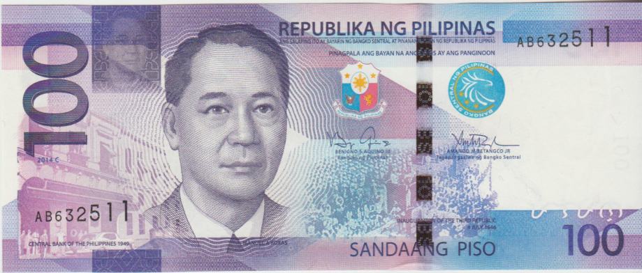 BANKOVEC 100 PISO P-208a.6  (FILIPINI) 2014.UNC